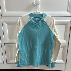 L.L. Bean Kids Blue and Cream Long Sleeve Shirt